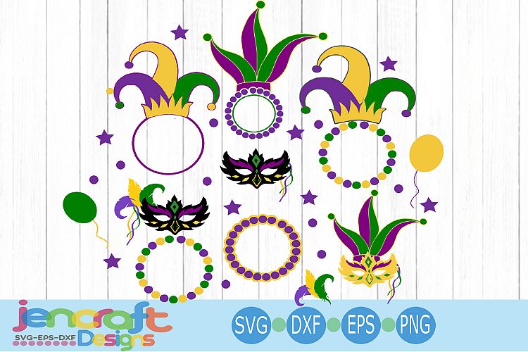 Download Mardi Gras Jester Mask Hat Monogram Frame SVG Bundle (141217) | SVGs | Design Bundles