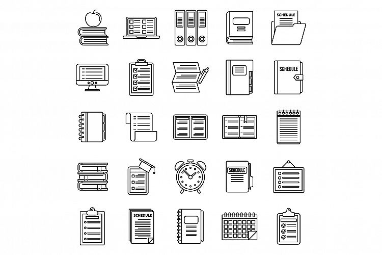 Syllabus week icons set, outline style example image 1