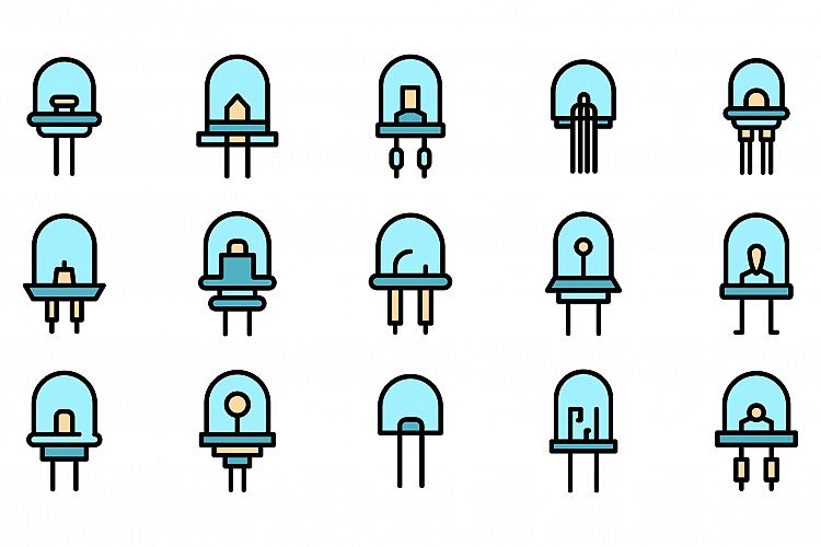 Diode icons set vector flat example image 1