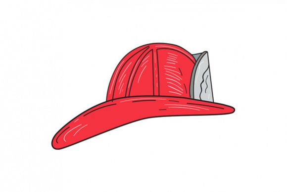 Vintage Fireman Firefighter Helmet Drawing example image 1