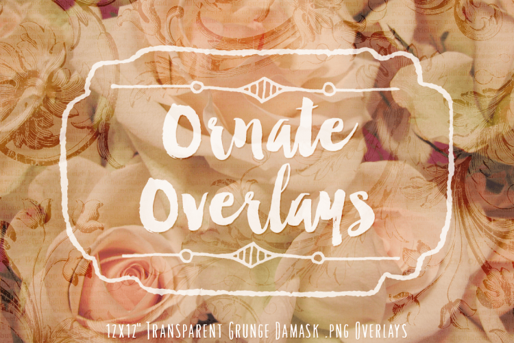 Damask Textures - Grunge Ornate Transparent Overlay Textures