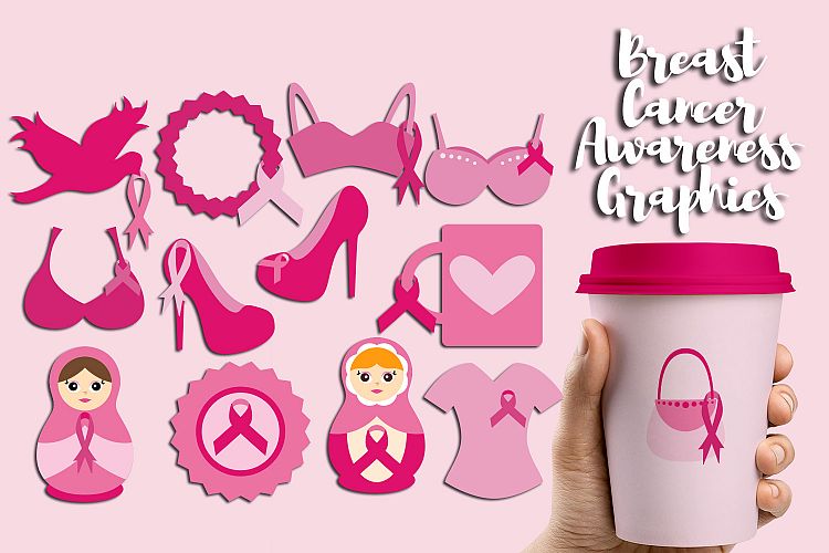 Wear Pink Ribbon, Breast Cancer Awareness Clipart Graphics