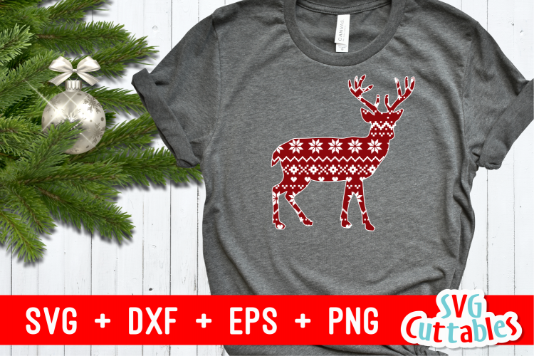 Deer With Sweater Pattern | Christmas Cut File
