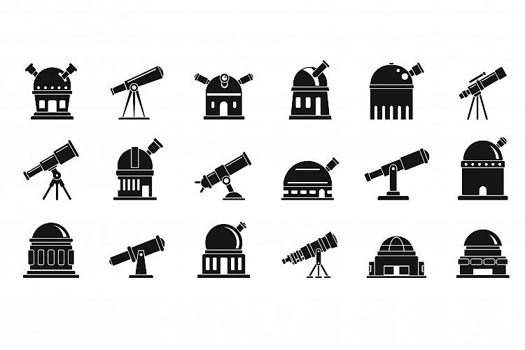 Planetarium icons set, simple style