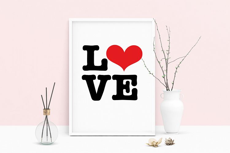 Printable Art Saying Love Heart, Wall Art, .PDF, Typography