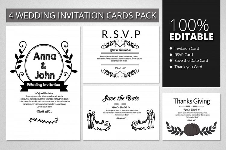 2 Colors Wedding Invitation Cards