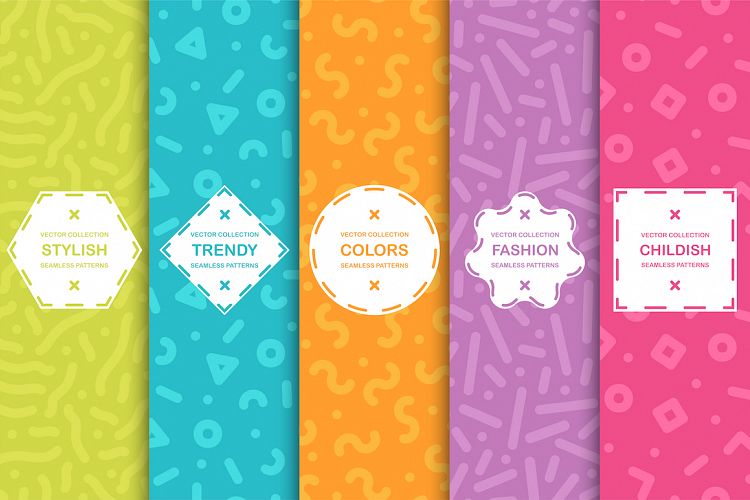 Bright seamless memphis patterns