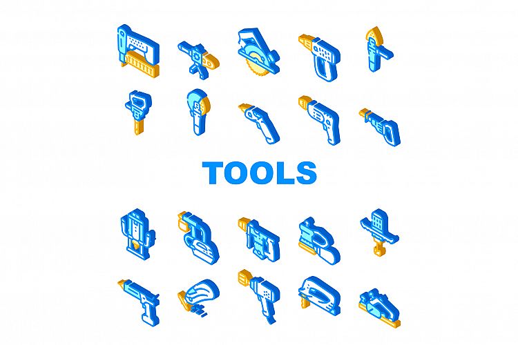 Tools For Building Collection Icons Set Vector example image 1