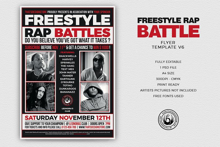 Freestyle Rap Battle Flyer Template V6