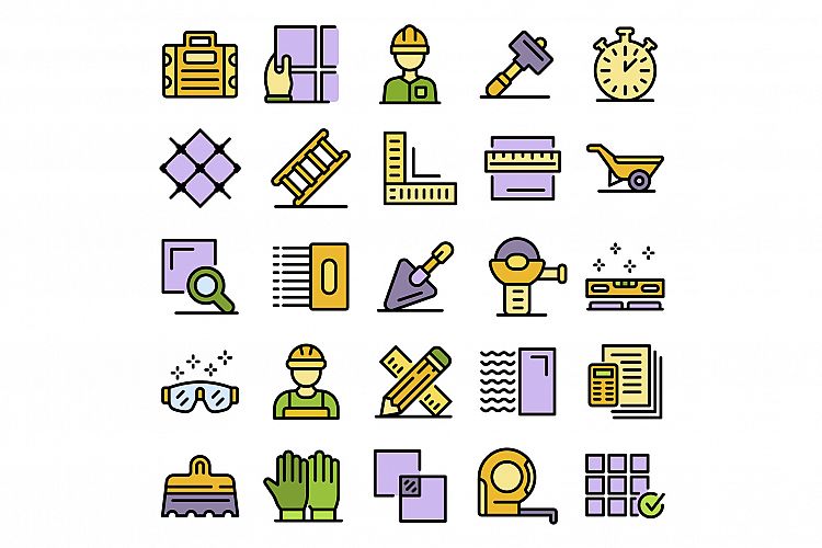 Tiler icons set vector flat example image 1