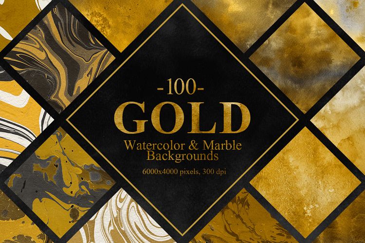 Gold Watercolor&Marble Backgrounds