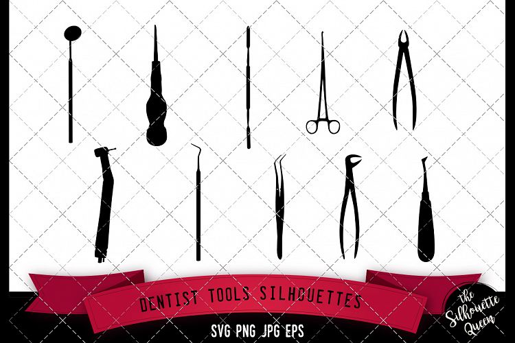 Dentist Tools Silhouette, Dental Hygienist Medical Equipment