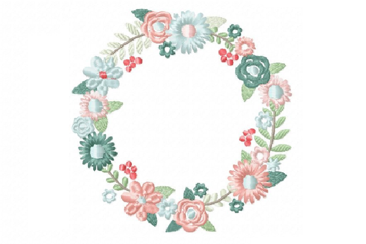 Spring floral wreath frame monogram embroidery design Spring floral wreath frame monogram embroidery design