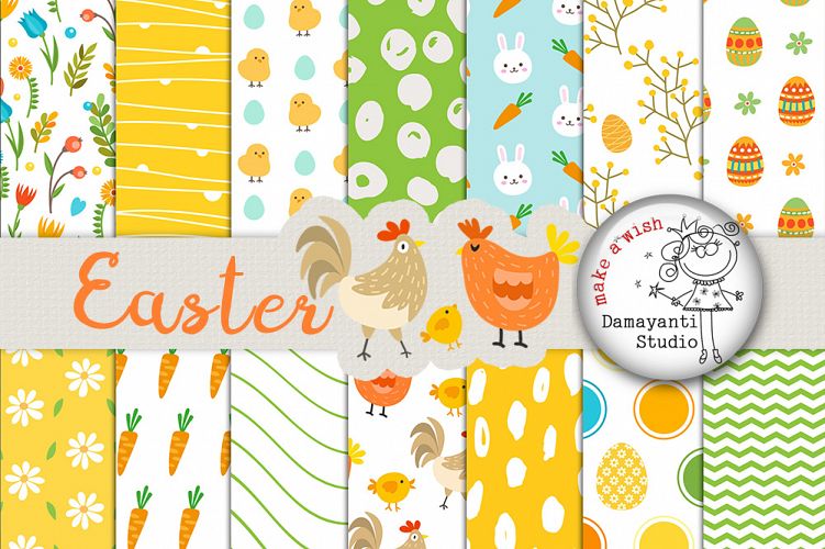 Easter Digital Paper Pack, Easter Paper Pack, Easter Bunny Paper, Easter Scrapbook, Cute Easter Paper, Patterned Papers, Planner sticker