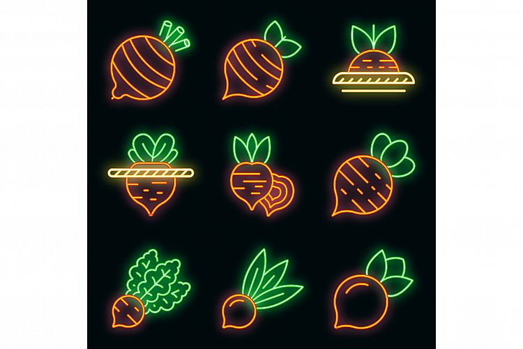 Beet icons set vector neon example image 1