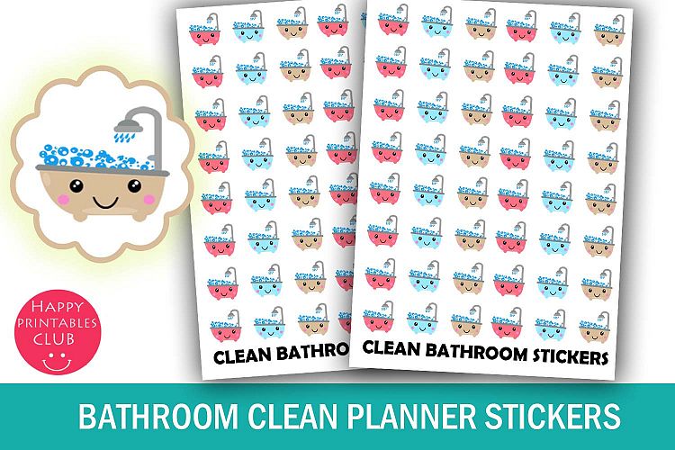 Clean Bathroom Planner Stickers-Bathroom Clean Stickers