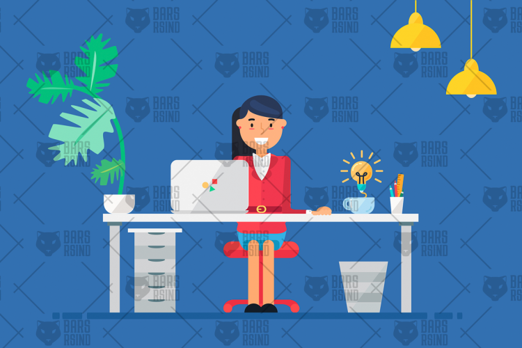 4 Female Employee With Computer Concepts