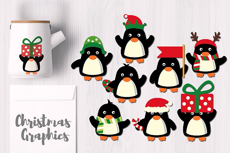 Cute Penguins, December Christmas Graphics