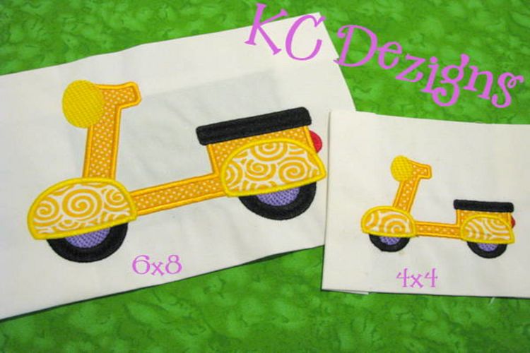 Moped Machine Applique Embroidery Design