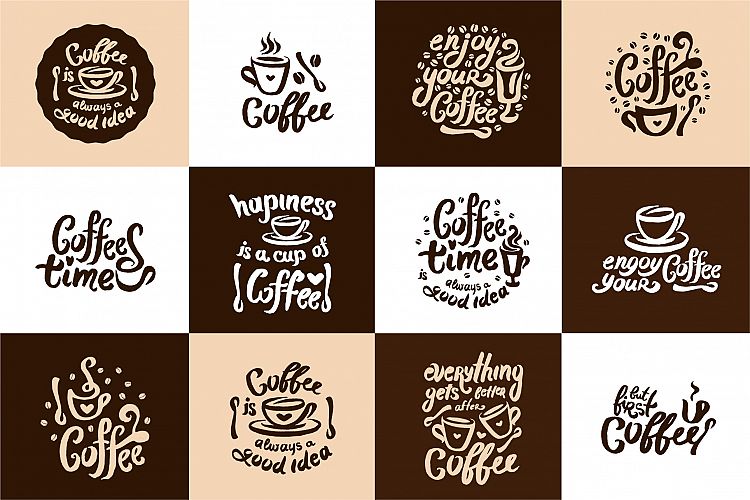 12 coffee hand drown illustrations