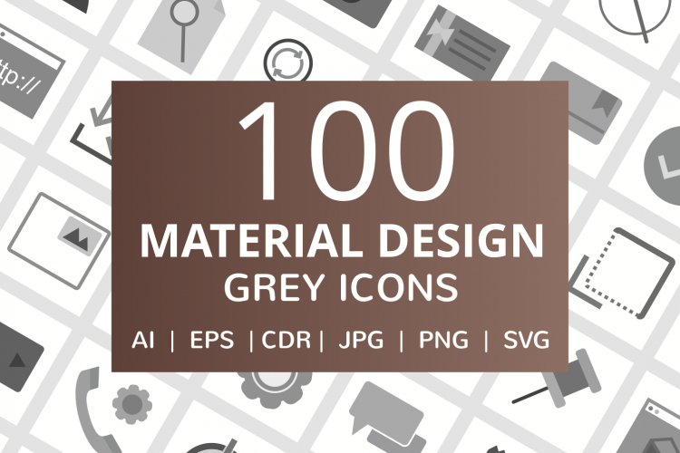 100 Material Design Flat Greyscale Icons