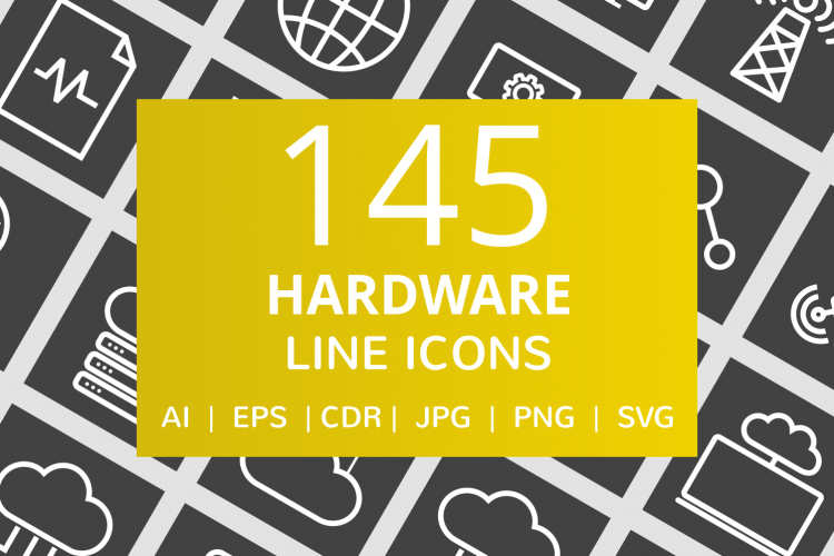 145 Hardware Line Inveretd Icons