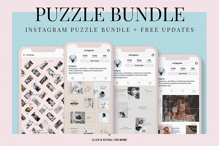 Instagram Puzzle Bundle - Instagram Grid & FREE Updates