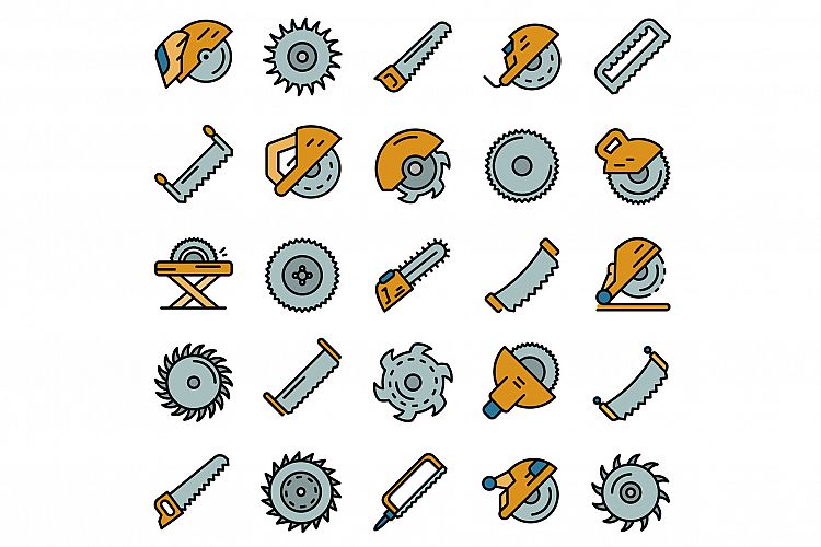 Saw icons set vector flat