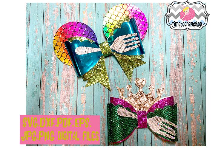 Mermaid Princess Ariel Inspired Mouse Ears Hair Bow Template