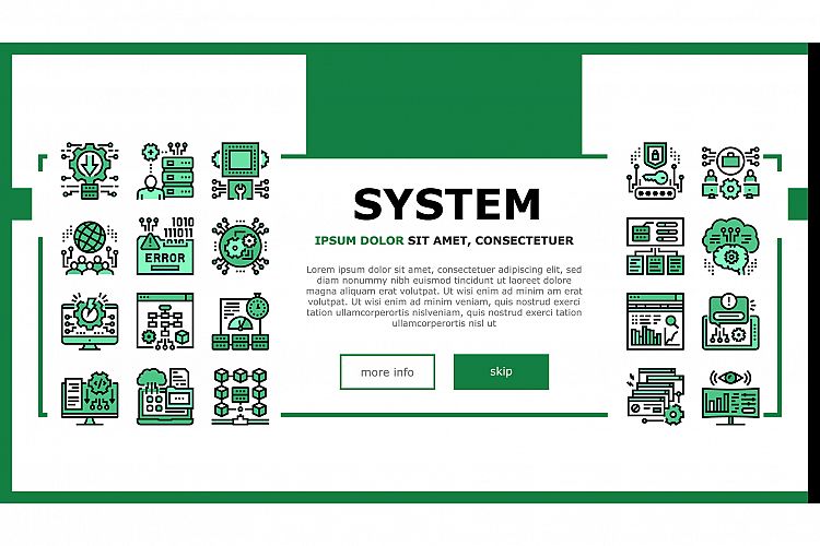 System Work Process Landing Header Vector example image 1