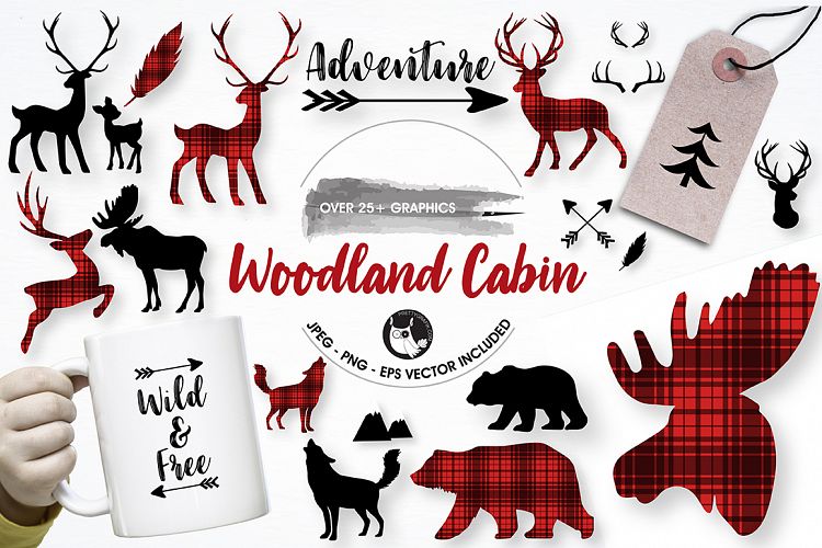 Woodland cabin graphics and illustrations