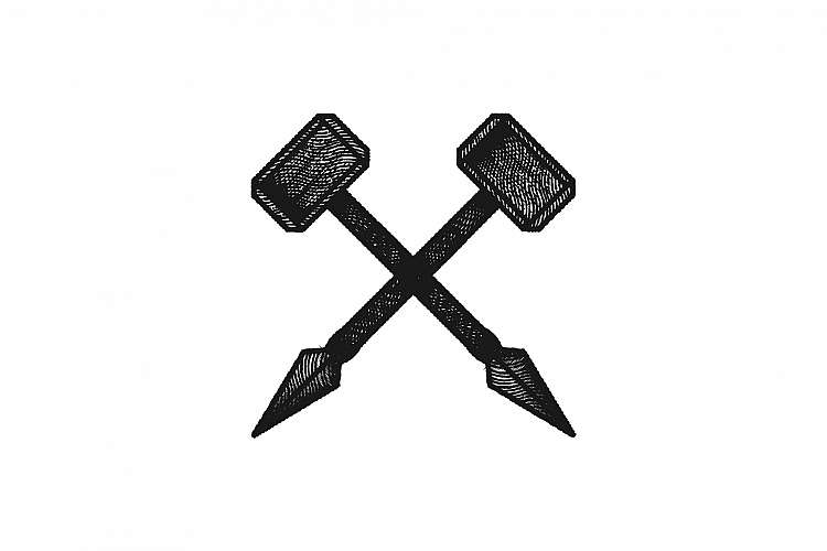 spear hammer classic logo design inspiration