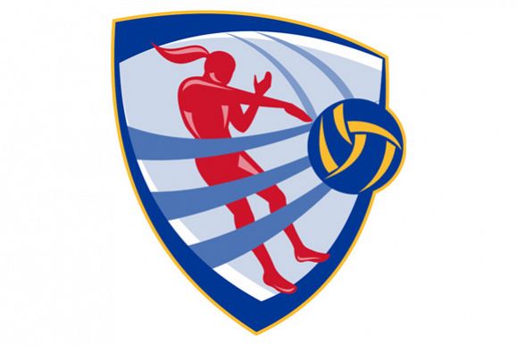 Volleyball Player Spiking Ball Crest example image 1
