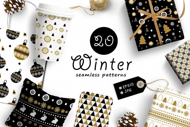 20 Winter seamless patterns