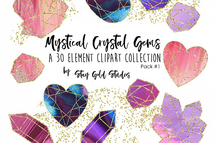 Mystical Crystal Gems Clipart Pack