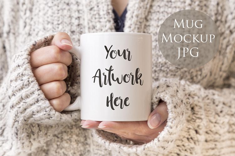 Mug Mockup -woman holding mug 