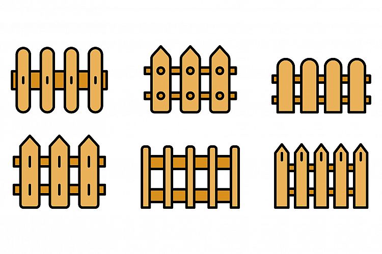 Fence icons vector flat example image 1