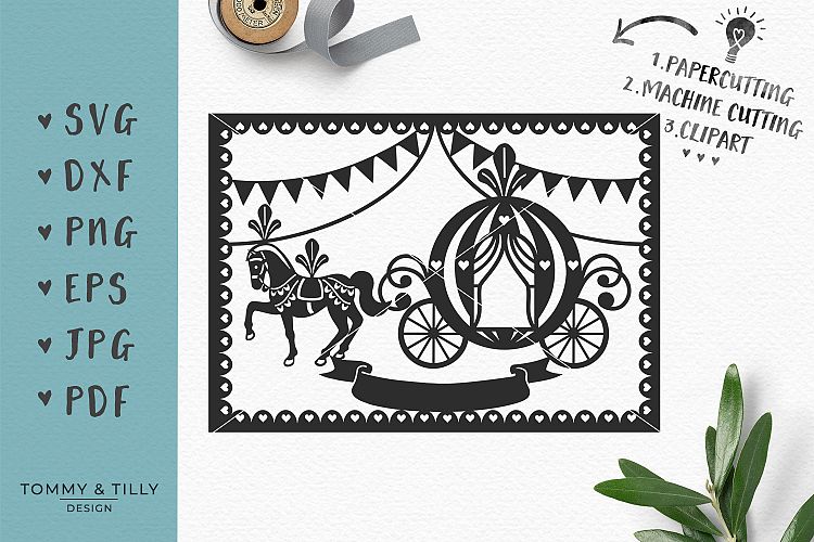Bunting Princess Carriage - SVG DXF PNG EPS JPF PDF Cut File