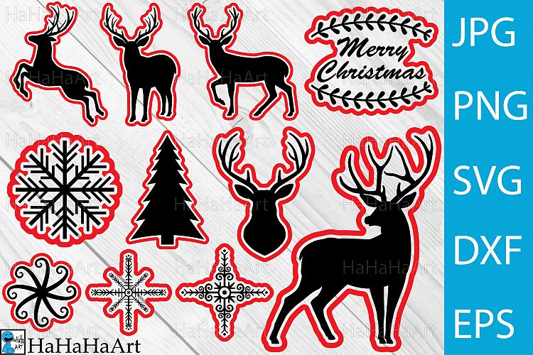 Monogram Reindeers - Clip art / Cutting Files - 61c