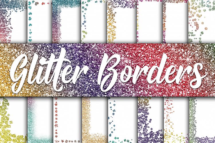 Rainbow Glitter Borders Digital Paper