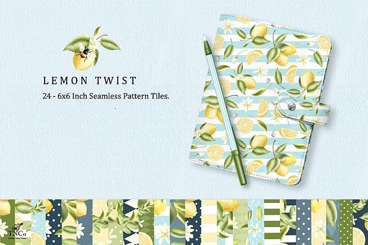 Lemon Fruit Seamless Pattern Tiles 6 x 6 Inches.