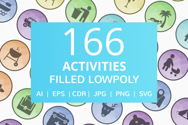 166 Activities Filled Low Poly Icons