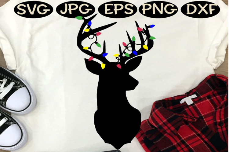 Christmas SVG - Merry Christmas Deer Head with lights