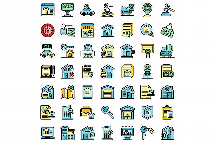 Rent icons set vector flat