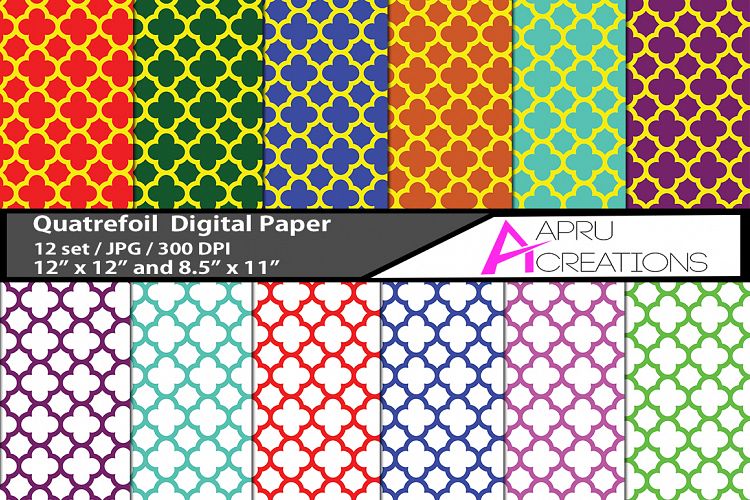 Quatre foil  digital papers, Quatre foil   pattern, digital papers, high quality 300 dpi, 12 x 12 inch , and 8.5 x 11 inch