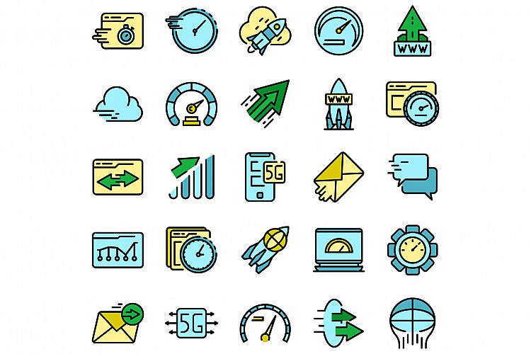 Internet speed icons set vector flat example image 1