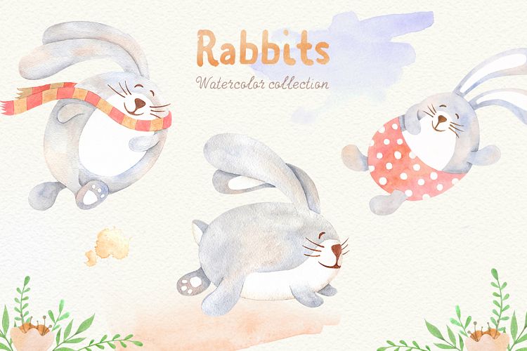 Watercolor Rabbits Collection