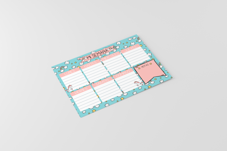 Planner semanal Imprimible Unicornios En español