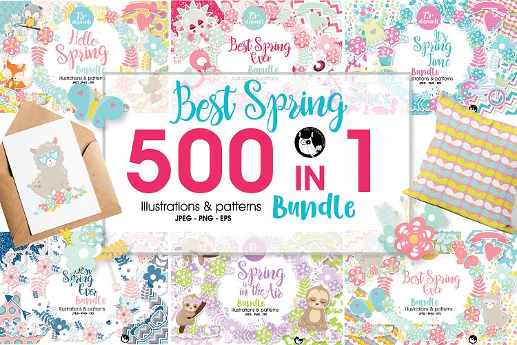 Mega Spring Bundle - 500 in 1 - 30 days only! - Graphics and Patterns