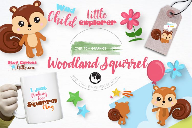 Woodland squirrel graphics and illustrations